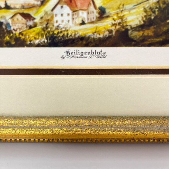 Framed Vintage Print Of Heiligenblut By Herman L. Wahl In Gold-Toned‎ Frame - Picture 3 of 4